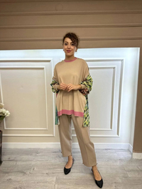 Ghisa 4KÖRTNK4350 Pembe Yakalı Arkası Desenli Triko Tunik