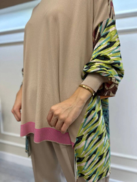 Ghisa 4KÖRTNK4350 Pembe Yakalı Arkası Desenli Triko Tunik