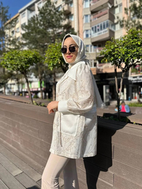 Ghisa 4YGSCKT3833 Ekru Bağlamalı Ceket