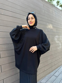 Ghisa 4YGSTNK4451 Siyah Taş Detaylı Tunik