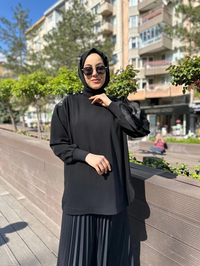 Ghisa 4YGSTNK4481 Siyah Kolu Fırfırlı Tunik