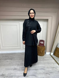 Ghisa 4YGSTNK4496 Siyah Payetli Gömlek Tunik
