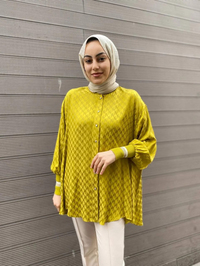 Ghisa 4YGSTNK4511 Yağ Yeşili Yakası Ribanalı Tunik