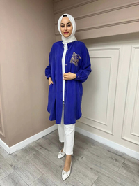 Ghisa 4YGSTNK4668 Morcivert Yaka Detaylı Ara Boy İpek Tunik