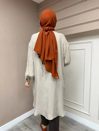 Ghisa 4YGSTNK4668 Vizon Yaka Detaylı Ara Boy İpek Tunik