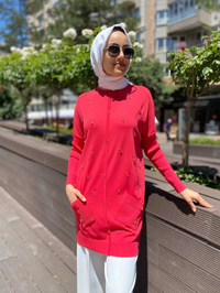 Ghisa 4YOBTNK4227 Coral Damla Taş Detaylı Tunik