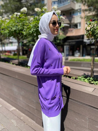 Ghisa 4YOBTNK4227 Mor Damla Taş Detaylı Tunik