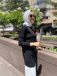 Ghisa 4YOBTNK4227 Siyah Damla Taş Detaylı Tunik