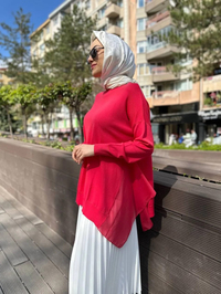 Ghisa 4YOBTNK4436 Coral Yanları Şifonlu Kısa Tunik