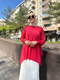 Ghisa 4YOBTNK4436 Coral Yanları Şifonlu Kısa Tunik