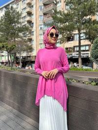 Ghisa 4YOBTNK4436 Pembe Yanları Şifonlu Kısa Tunik