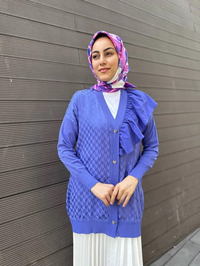 Ghisa 4YÖRHRK3603 Açık Mor Yaka Detaylı Hırka