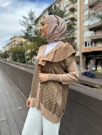 Ghisa 4YÖRHRK3603 Camel Yaka Detaylı Hırka
