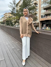 Ghisa 4YÖRHRK3603 Camel Yaka Detaylı Hırka