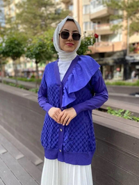 Ghisa 4YÖRHRK3603 Mor Yaka Detaylı Hırka