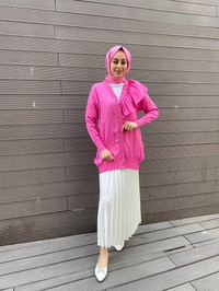 Ghisa 4YÖRHRK3603 Pembe Yaka Detaylı Hırka