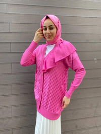 Ghisa 4YÖRHRK3603 Pembe Yaka Detaylı Hırka