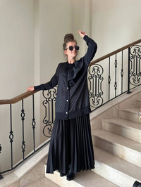 Ghisa 4YÖRHRK3603 Siyah Yaka Detaylı Hırka