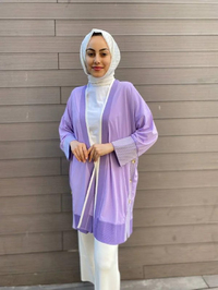 Ghisa 4YÖRHRK3620 Lila Yanları Düğmeli Hırka