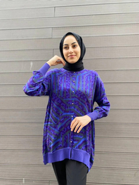 Ghisa 4YÖRTNK4584 Mor Benek Detaylı Tunik