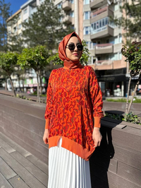 Ghisa 4YÖRTNK4584 Oranj Benek Detaylı Tunik