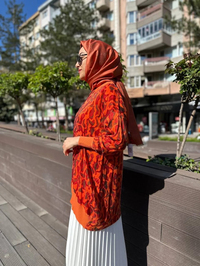 Ghisa 4YÖRTNK4584 Oranj Benek Detaylı Tunik