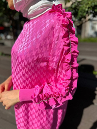 Ghisa 4YÖRTNK4609 Pembe Kolu Fırfırlı Tunik