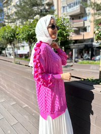 Ghisa 4YÖRTNK4609 Pembe Kolu Fırfırlı Tunik