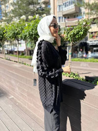 Ghisa 4YÖRTNK4609 Siyah Kolu Fırfırlı Tunik