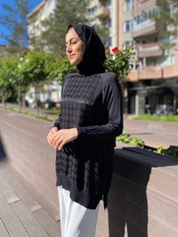 Ghisa 4YÖRTNK4612 Siyah Fermuar Detaylı Tunik