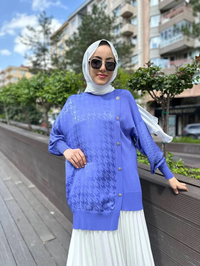Ghisa 4YÖRTNK4613 Lila Düğme Detaylı Tunik