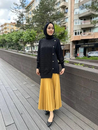 Ghisa 4YÖRTNK4613 Siyah Düğme Detaylı Tunik