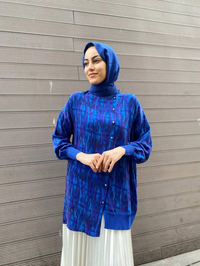 Ghisa 4YÖTNK4585 Sax Triko Detaylı Tunik