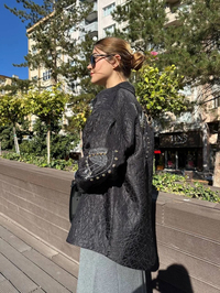 Ghisa 5KGSCKT3933 Siyah Taş Detaylı Bomber Ceket