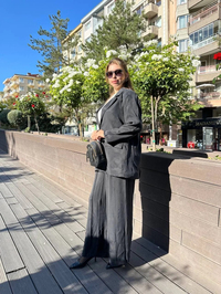 Ghisa 5KGSTKM3906 Siyah İpek Ceketli İkili Takım