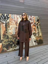 Ghisa 5KGSTKM4697 Kahve Pantolonlu İkili Takım
