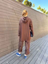Ghisa 5KGSTKM4740 Kahve Etnik Desenli Pantolonlu Takım
