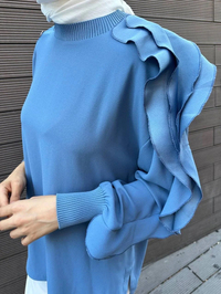 Ghisa 5KGSTNK4481 Mavi Kolları Fırfırlı Tunik
