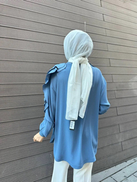 Ghisa 5KGSTNK4481 Mavi Kolları Fırfırlı Tunik