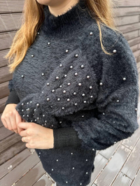 Ghisa 5KGSTNK4750 Siyah İncili Fiyonk Detaylı Tunik