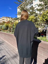 Ghisa 5KKNTNK4660 Siyah Yaprak Desenli Triko Tunik