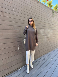 Ghisa 5KKNTNK4663 Kahve Taş Detaylı Tunik