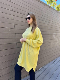Ghisa 5KKNTNK4663 Sarı Taş Detaylı Tunik