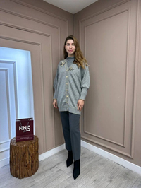 Ghisa 5KOBHRK3698 Gri Broş Detaylı Hırka
