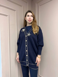 Ghisa 5KOBHRK3698 Lacivert Broş Detaylı Hırka