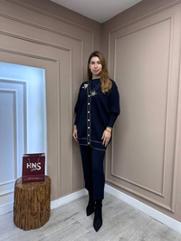 Ghisa 5KOBHRK3698 Lacivert Broş Detaylı Hırka