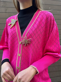 Ghisa 5KOBHRK3898 Fuşya Broş Detaylı Hırka