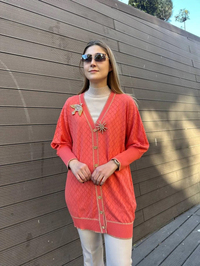 Ghisa 5KOBHRK3898 Oranj Broş Detaylı Hırka