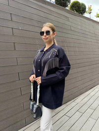 Ghisa 5KOBHRK3899 Lacivert Taş Detaylı Triko Hırka