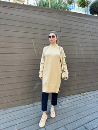 Ghisa 5KOBTNK4391 Camel Yakası Taşlı Triko Tunik